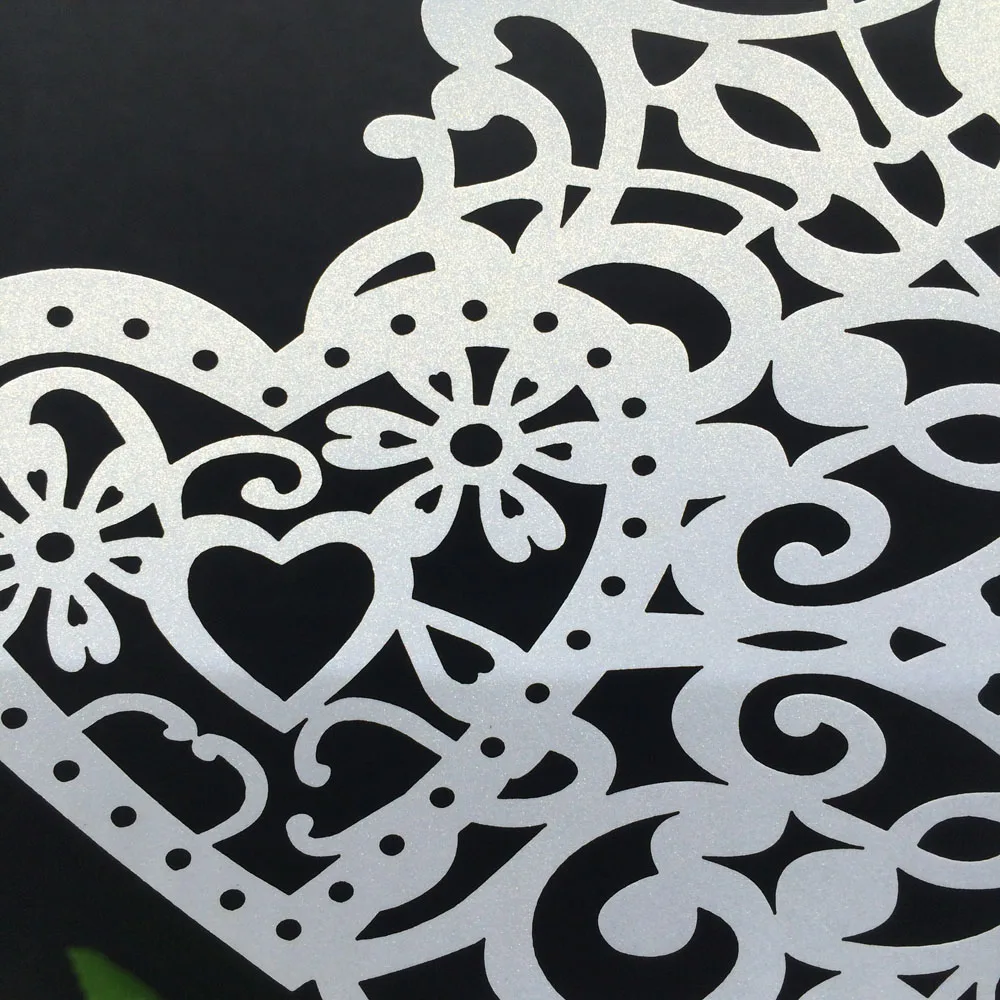  20pcs Delicate Iridescent Pearl Paper Wedding Invitation Card Hollow Out Heart Pattern Carved Craft - 32761058953