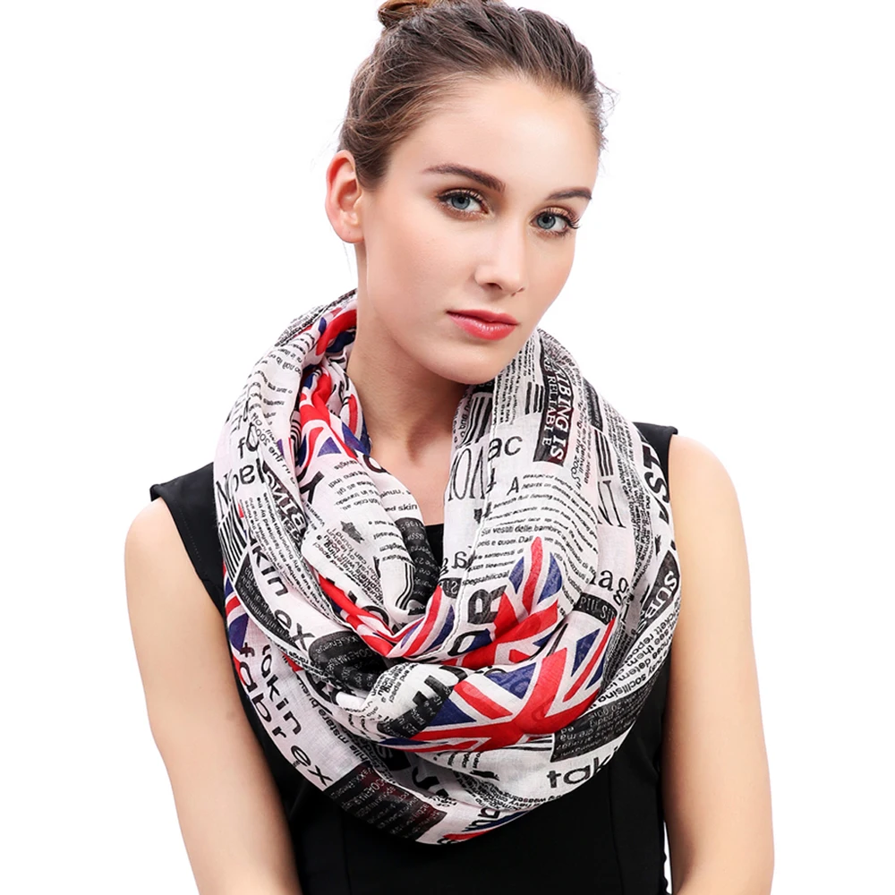 UK Union Jack газета с рисунком бесконечный петлевой шарф Cowl Circle Accessories|infinity loop scarf|loop
