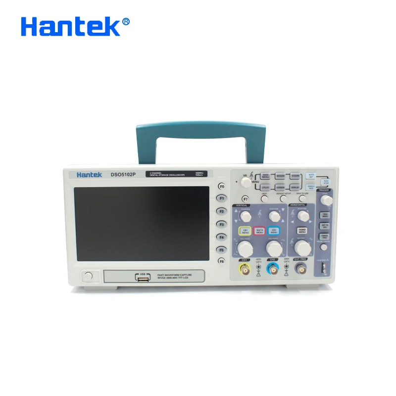 Hantek DSO5102P Цифровой Осциллограф портативный 100 МГц 2 канала 1GSa/s длина записи 40 К USB ЖК Ручной Osciloscopio 7 дюймов