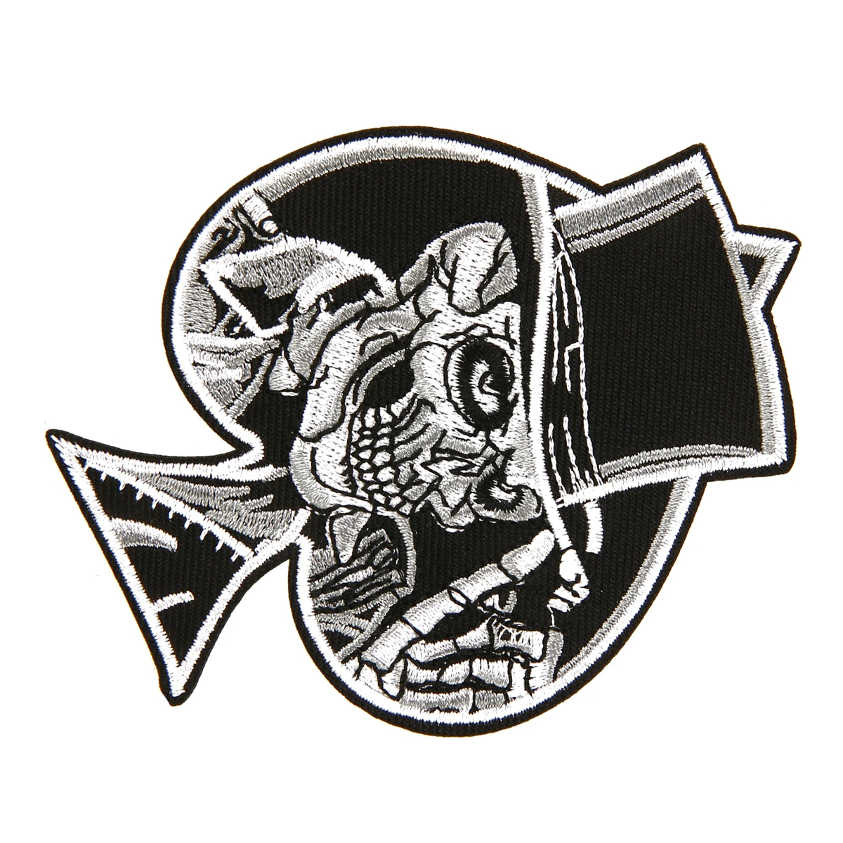 Cool Heart Skull Punk Appliques Sew On Iron On Embroidered Patch Badge Fabric Cool DIY Decoration for T-shirt Hat 80*98mm