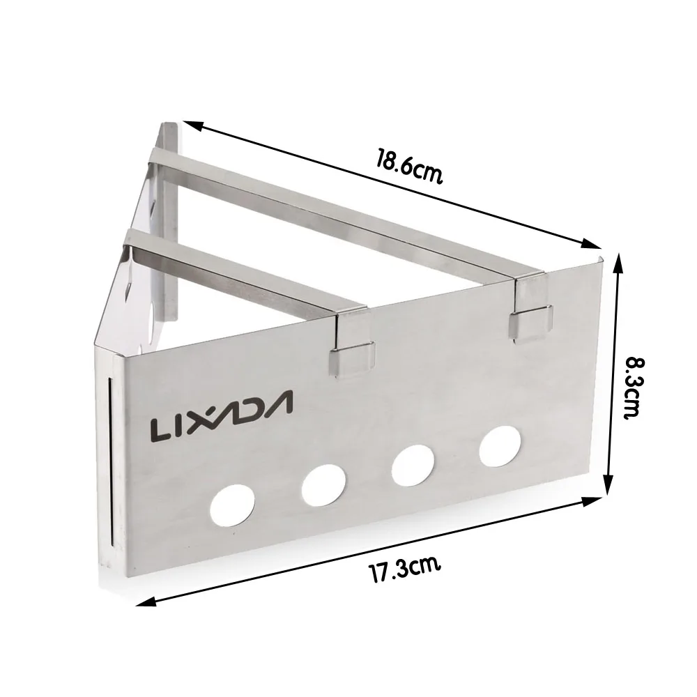 Lixada Outdoor Camping Triangle Wood Stove Compact Pocket Alcohol Stainless Steel Stove Outdoor Cooking Backpacking Picnic Stove