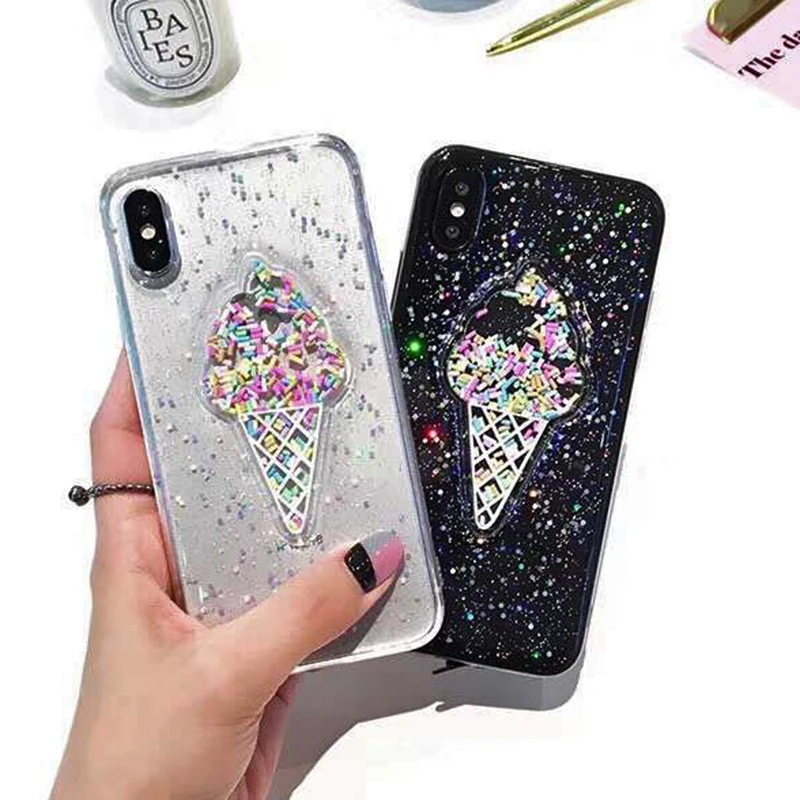 3D Dynamic Ice Cream Phone Case For iphone X Case Fashion Glitter Bling Back Cover Lovely Cartoon Cases For iphone X 10 Capa (2)