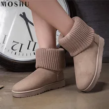 Femmes Bottes D’hiver Femmes Suede Cheville Neige Bottes Femme Fourrure Chaud Semelle Haute Australie à tricoter Filles Bottes Qualité Botas Mujer