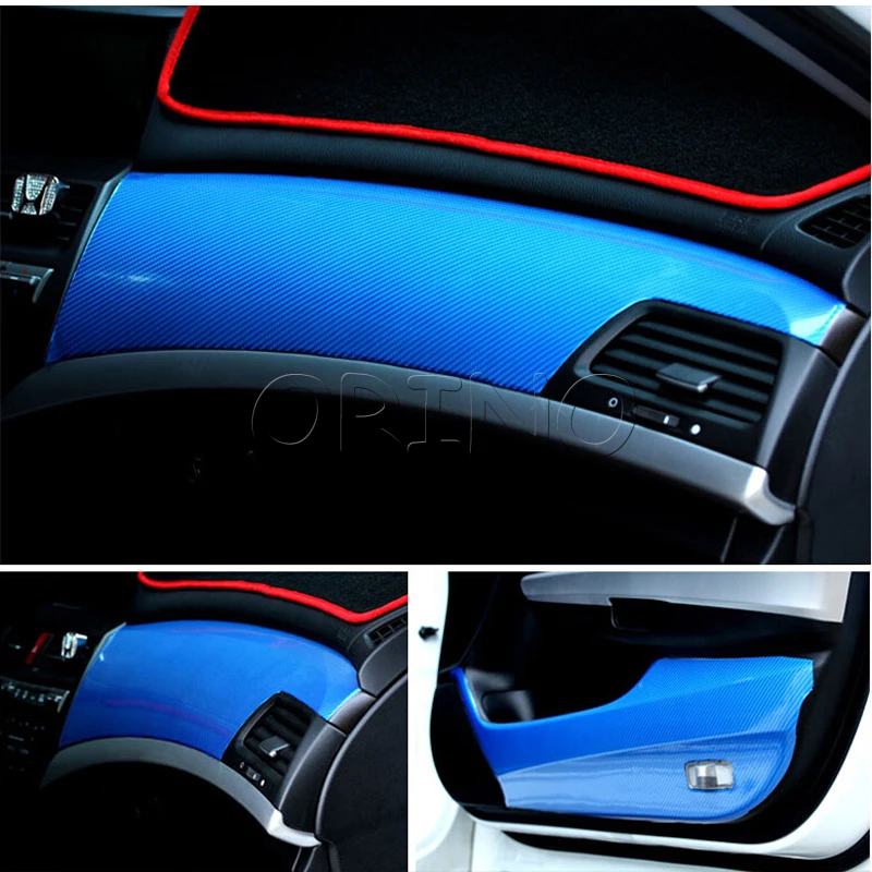 US $166.25 15230mRoll Blue 4D Carbon Fiber Vinyl For Car Wrap With Air Channels Carbonfiber Sticker Covers For Auto