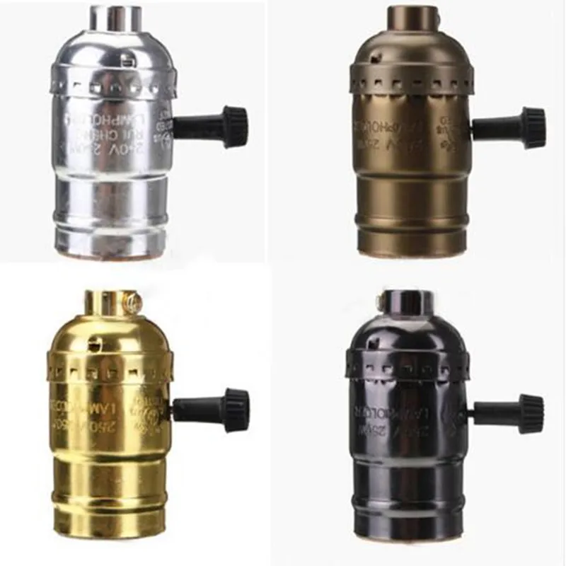 

Aluminum Lamp holder electric light socket lamp cap adapter E27/E26 colorful knob chain switch lamp chandelier dedicated