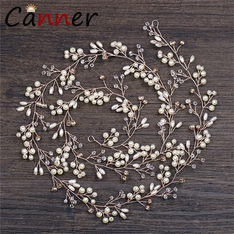 EINDOSER Exquisite Kristall Stirnband Barock Lange Perle Stirnband Strass Haarband Hochzeit Haar Zubehör Haar Schmuck FI