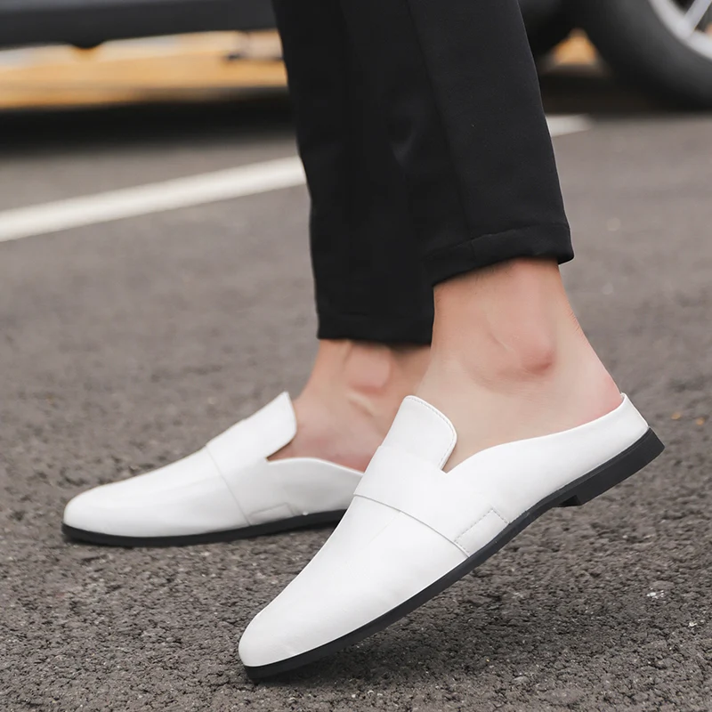 LebaLuka качество мужские сандалии слипоны туфли однотонного цвета плоская подошва повседневные шлепанцы Holiyday Лаконичные босоножки Для мужчин обувь размеры 39–44
