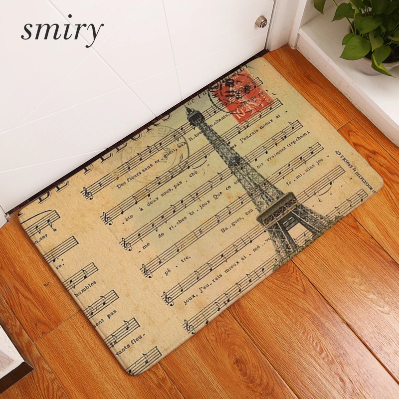 Smiry 40*60cm Waterproof Decorative Stair Mats Pairs Eiffel Tower Pattern Flower Carpets Anti Slip Living Room Entrance Door Mat