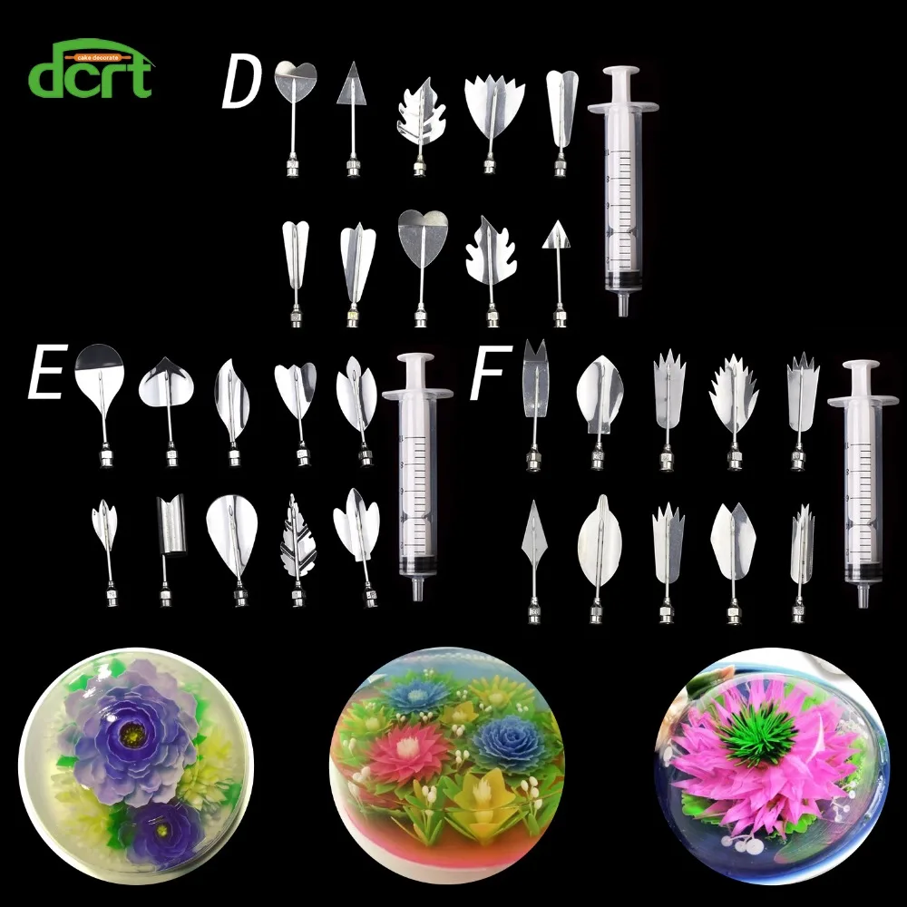 

30Pcs 3D Jelly Art Tools Jelly Cake Jello Art Gelatin Tools Pudding Nozzle Syringe Set Russian Nozzles Pastry Tools