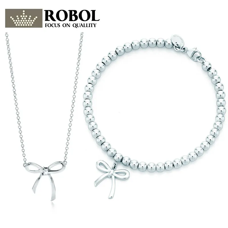 

ROBOL 2018 New Trendy Necklace Brand 925 Streling Silver TIFF Pendant Charm New York For Women Elegant Fine Bracelet Jewelry