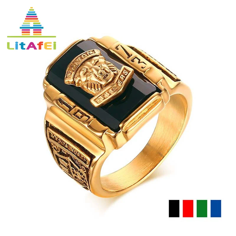 

Vintage Gold Stainless Steel Ring Jewelry Tiger Head Ring for Men Party Christmas Jewelry Gift