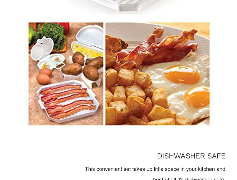 4 PC Microwave Starter Set Eggs Bacon Potatoes Baker Tray Microweavable Cooker ! 