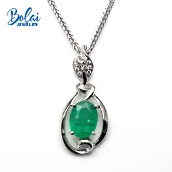 Bolaijewelry, классический ожерелье природных Эмерлед драгоценных камней oval6 * 8 мм 1.2ct ювелирных украшений для женщин-летию вечерние подарок