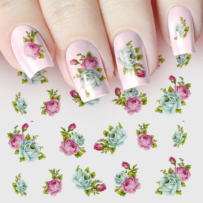 маникюр с наклейками. летний маникюр со слайдерами. наклейки на ногти. маникюр с наклейками. наклейки для ногтей с цветами.