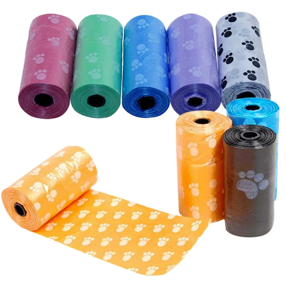 

15 Pcs/roll Degradable Pet Dog Waste Poop Bag With Printing Doggy Bag for Cat Dog