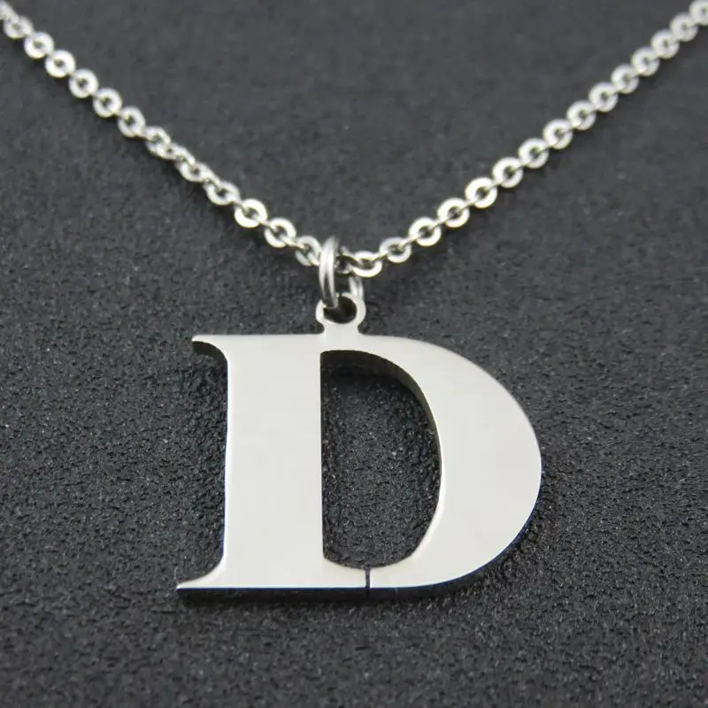 

New Arrival Promotion Silver Tone Stainless Steel 26 Capital Letter Pendant Necklace Fashion Jewelry Findings
