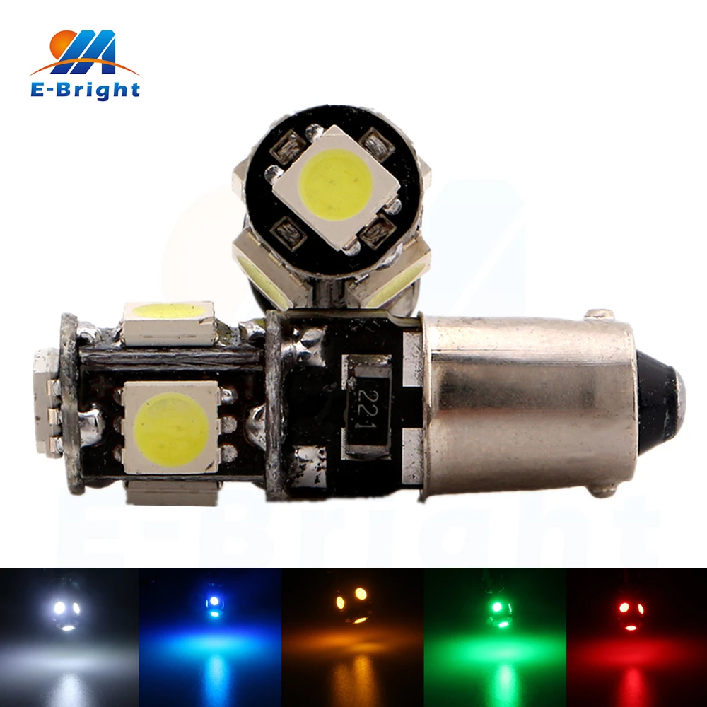 

6-500pcs 12V BA9S Canbus 5050 5 SMD Led Bulb Car Styling Led Indicator Light Parking Lamp Turn Light 60Lm No Error Free Shipping