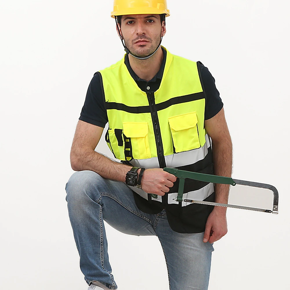 

Cycling safe vest Reflective Vest Safety Jacket Yellow Black Life Jacket Sanitation Worker Equipment Outdoors Engineering