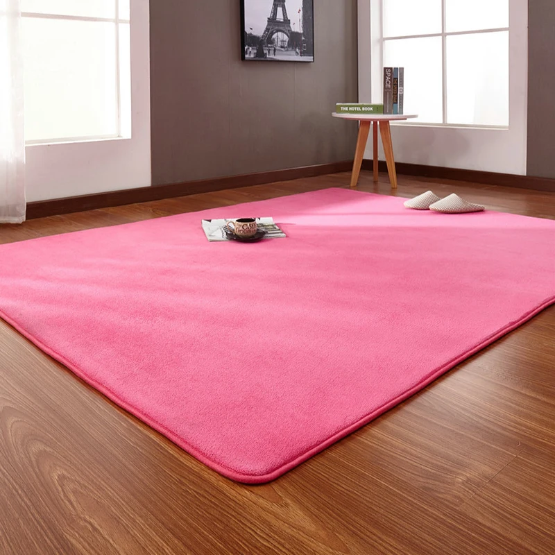 160*200cm Thickened coral velvet plain carpet non-slip rug living room pad coffee table blanket bedroom cushion bedside yoga mat