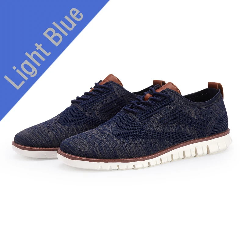 Misalwa/белые и красные мужские кроссовки, новинка, мужская обувь с перфорацией типа «броги», летняя мужская модельная обувь, легкие Повседневные вязаные Мокасины, размеры 40-46 - Цвет: Light Blue