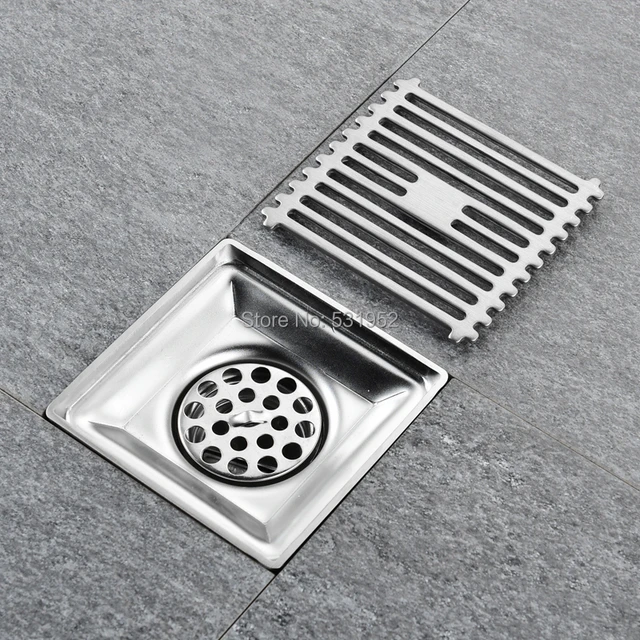 4 Inch Square Shower Floor Drain, 304 Stainless Steel Shower Drain