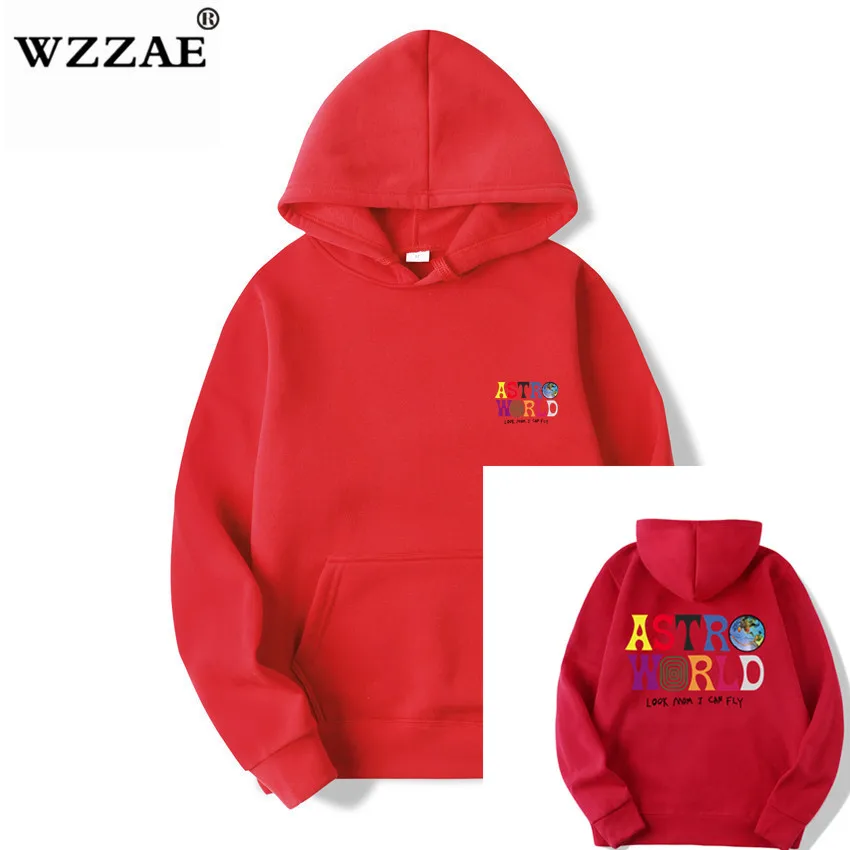 Red Трэвисс Скотт ASTROWORLD WISH YOU WAS HERE толстовки модные буквы ASTROWORLD Толстовка уличная Мужская Женская пуловер Толстовка - Цвет: Red