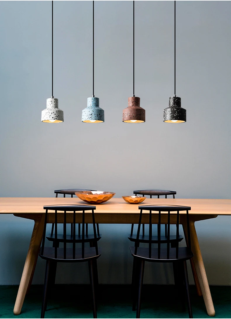Terrazzo цементного бетона подвесные светильники скандинавские современные светодиодные E27 Ресторан Бар гостиная спальня кухня промышленный светильник дизайн
