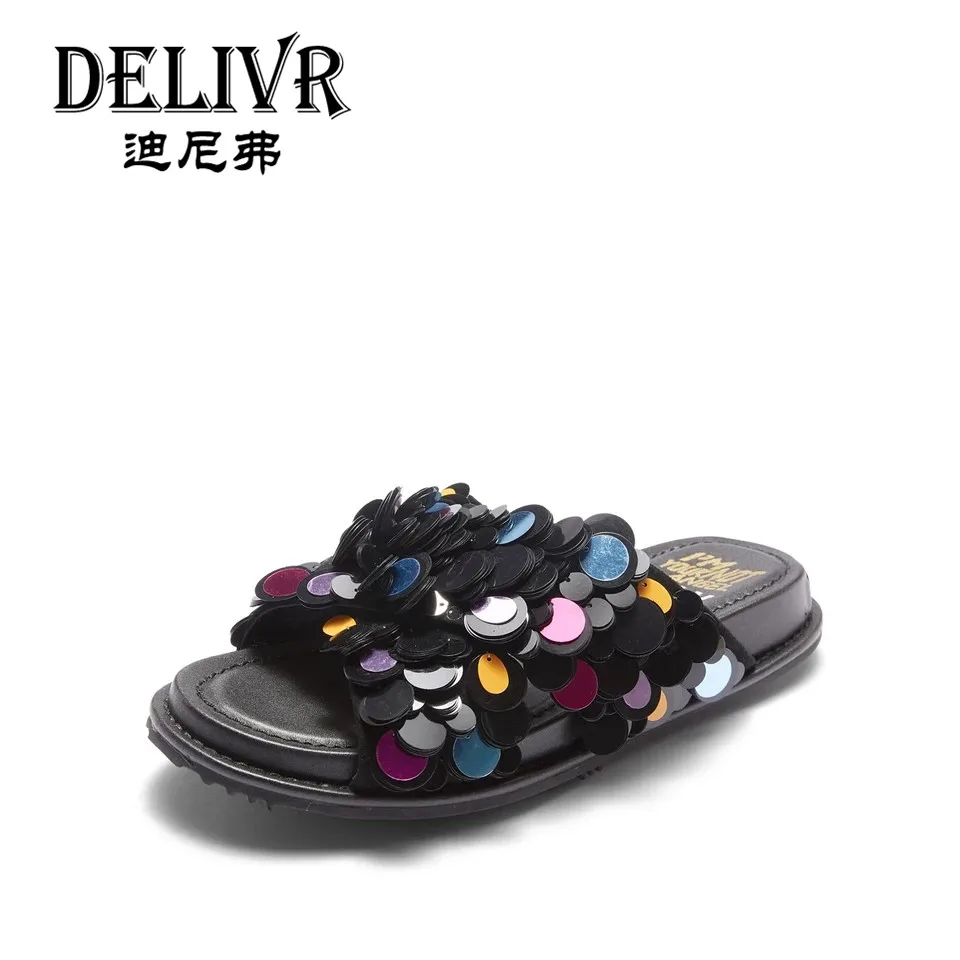 

Delivr Flats Whit Women'S Slippers Summer Beach Bling Women Slippers Mixed Colors Fashion Platforms Female Slippers Black 2019