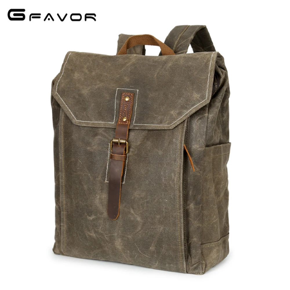 

Retro Wax Oil Water-poof Canvas Bag Big-capacity Gray Green/Dark Gray/Military Green Backpack Men Multi-function Travel Knapsack