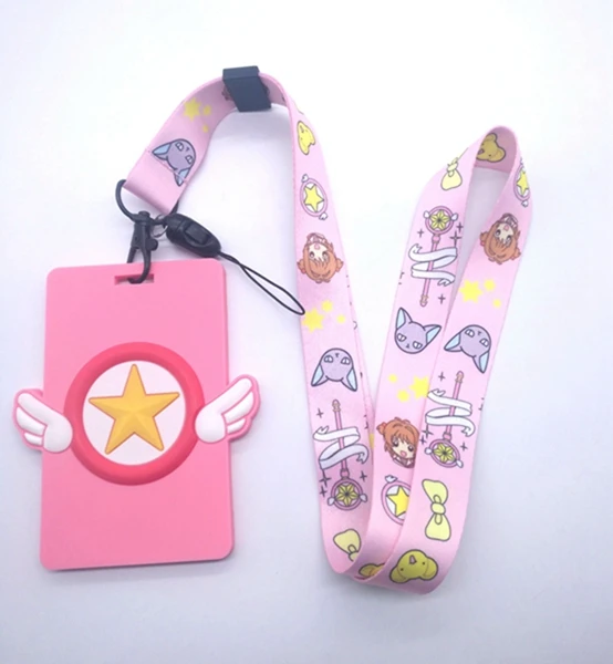  5 Pcs Cartoon Japanese anime Card Captor Sakura Lanyard Key Chains Card Holders Bank Card Neck Stra