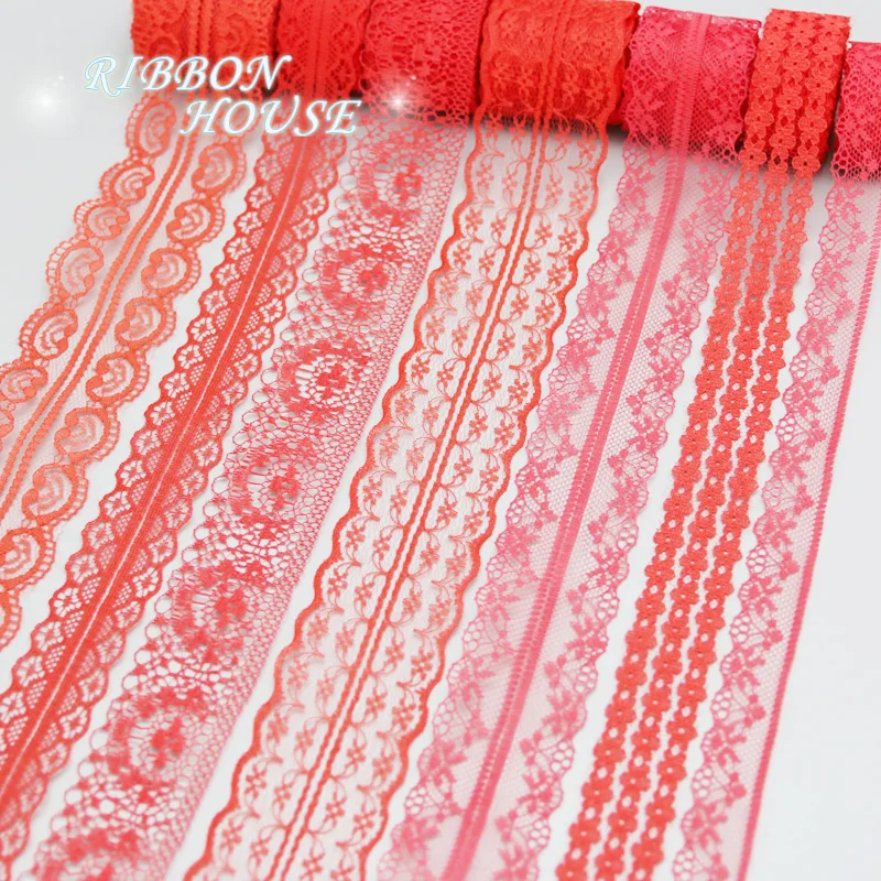 

(5 yards/roll) red lace fabric Webbing Decoration Lovely gift packing Material ribbons