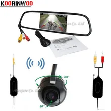 Koorinwoo Universal Wireless 4.3Inch Digital Screen LCD Car Mirror Monitor Parking 360 Degree Backup Rear View Camera Reversing