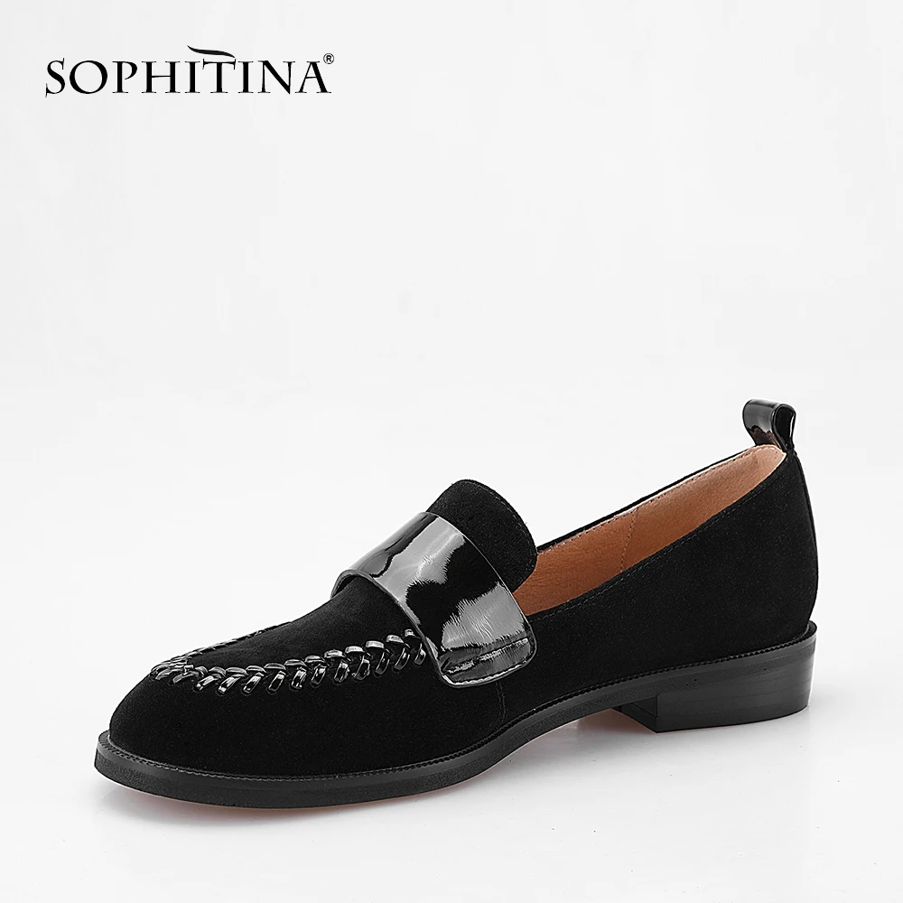 SOPHITINA/черные стандартные мокасины Элегантные замшевые туфли ручной работы с
