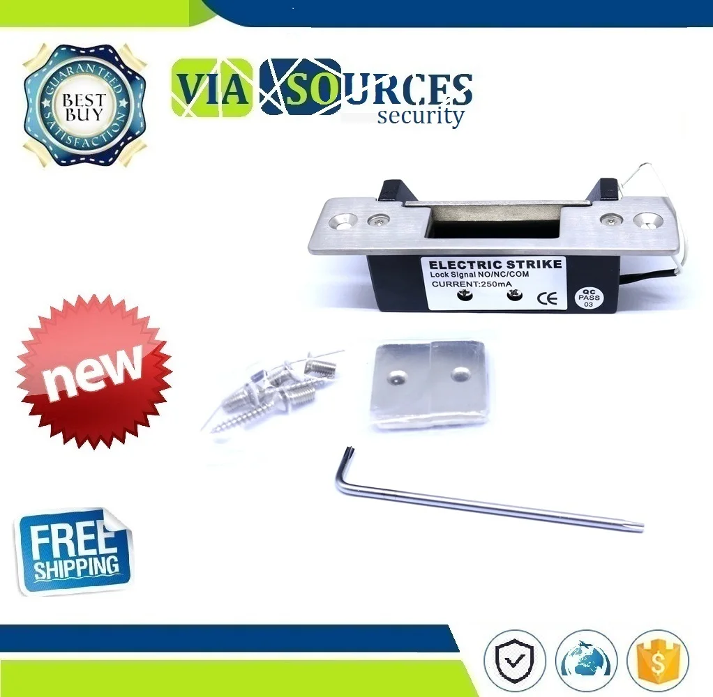 

Electric Strike Lock ANSI US Stardard 1800kg Holding Force Fail Safe Fail Secure Adjustable Electric Strike Automation Security