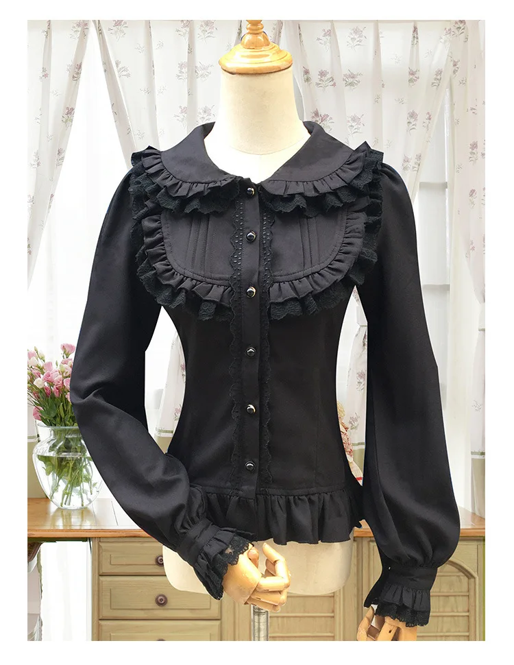 PYJTRL Japanese Style Lolita Blouse Sweet White Lace Long Sleeve Cambric Chiffon Women's Shirt Vintage Women Blouses PYJTRL Japanese Style Lolita Blouse Sweet White Lace Long Sleeve Cambric Chiffon Women's Shirt Vintage Women Blouses