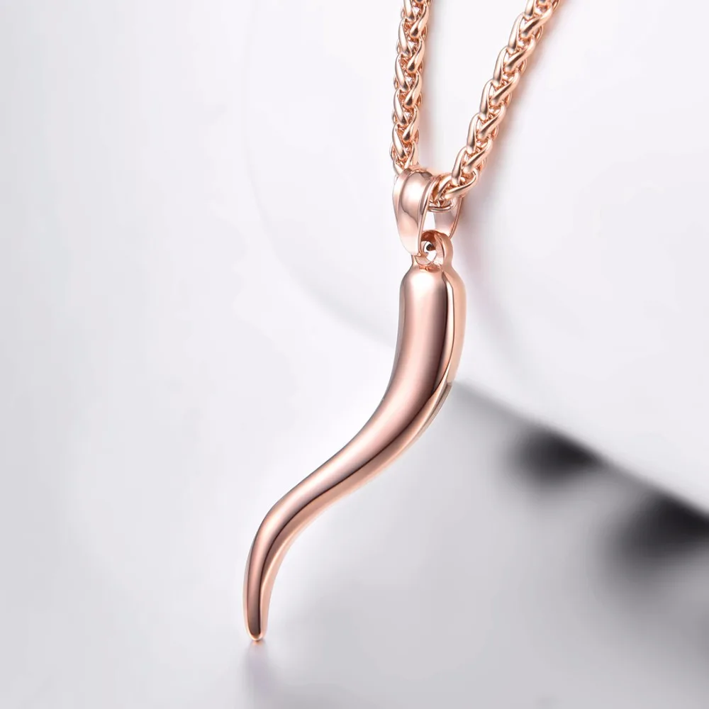 Italian Horn Pendant Necklace Gold 