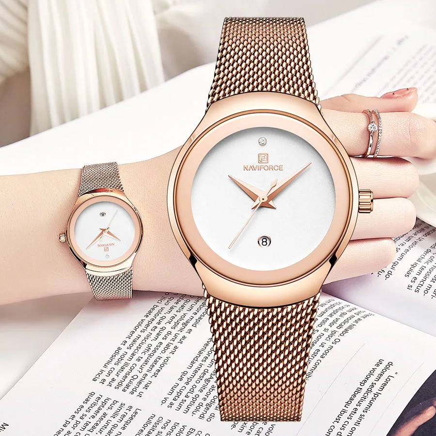 

NAVIFORCE Women's Watches Luxury Gold Ultra Thin Woman Watch 2019 Luxury Waterproof Quartz Lady Wrist Watch Relogio Feminino