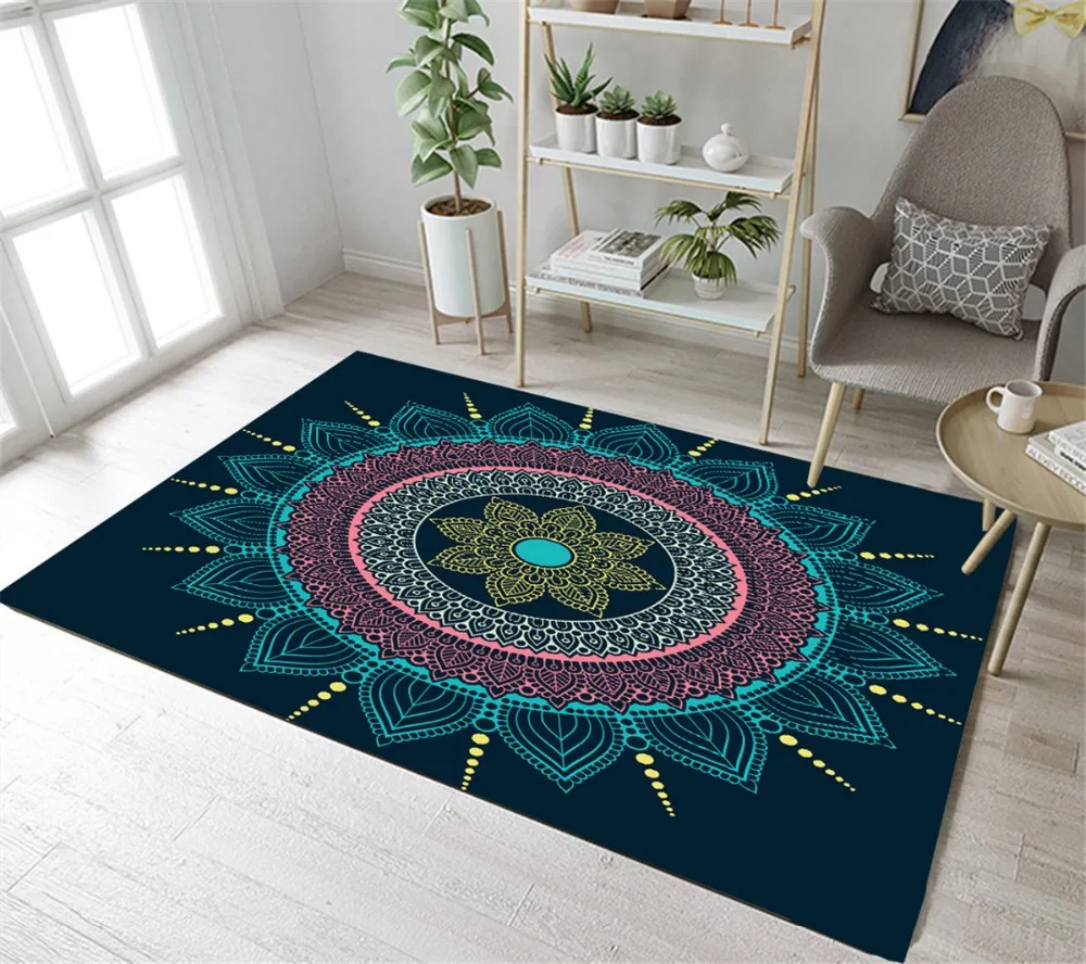 

Mandala Floral Texture Indian Style Arabic Home Children's Room Floor Cushion Kitchen Area Rugs Bathroom Carpets Non-Slip Mat