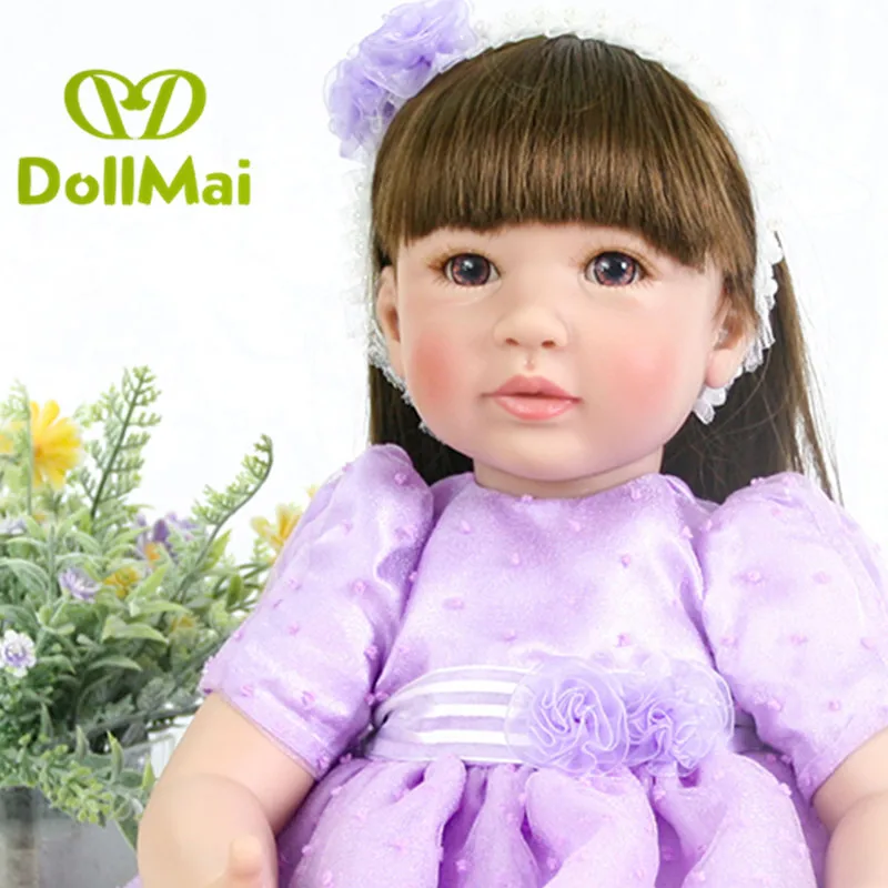 DollMai фиолетовый принцесса куклы реборн 20 "50 см винил силиконовые куклы для новорожденных и малышей игрушки для детей подарок на день