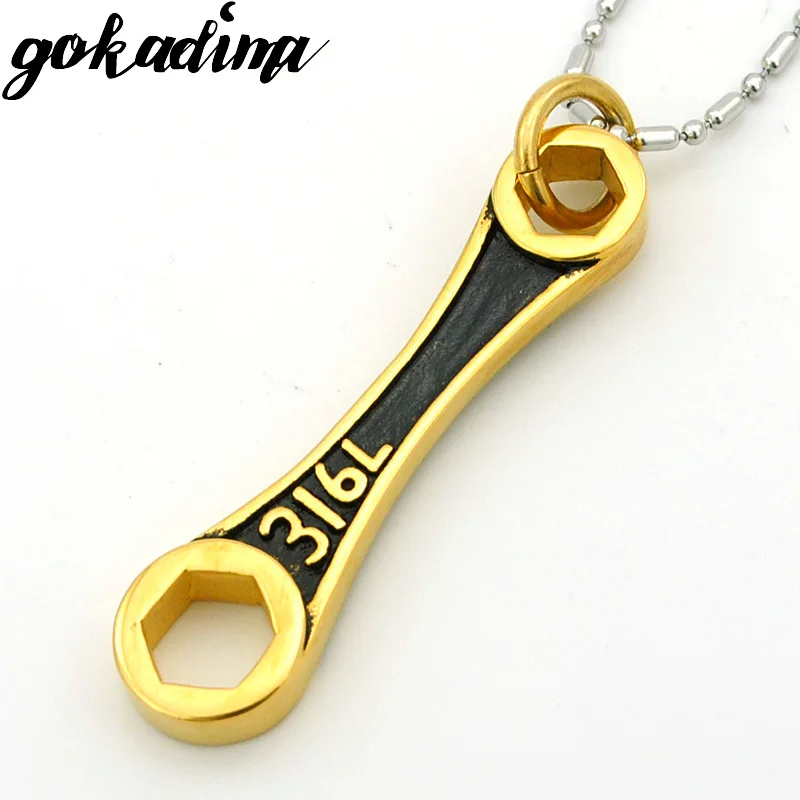 GOKADIMA Cool Stainless Steel Pendant Jewelry Mens Worker Tool Spanner