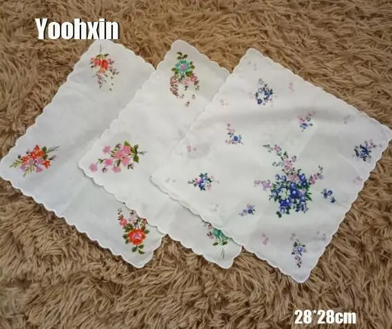 5 шт./лот винтажный цветочный женский квадратный носовой платок с белым кружевом