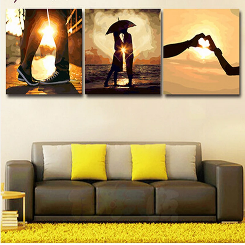 

vintage home decor wall art flower pictures painting by numbers Three-picture Combination oil painting on canvas Triptych H463