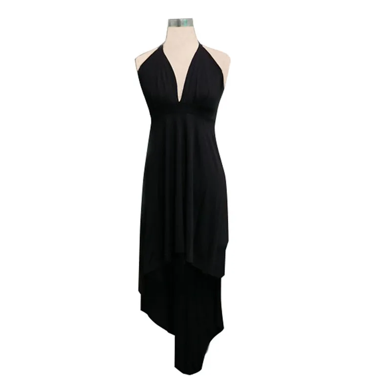 Fashion summer dress 2018 black dress Womens Backless V Neck Party Asymmetry Dress Cocktail Prom Bridesmaid Gown vestido J12#N (3)