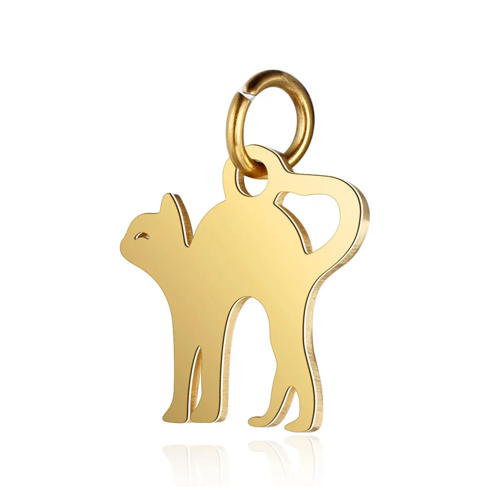 Semitree 5 шт. кулон с милым котом из нержавеющей стали подвески из розового золота киска Шарм Для DIY ожерелье браслет ювелирных изделий - Окраска металла: gold