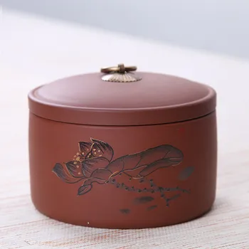 

Tranditional Ceramic Tea Storage Box Tea Jar Retro 13.2*9.5cm Candy Jar Storage Container Mini Spices Storage Box For Kitchen