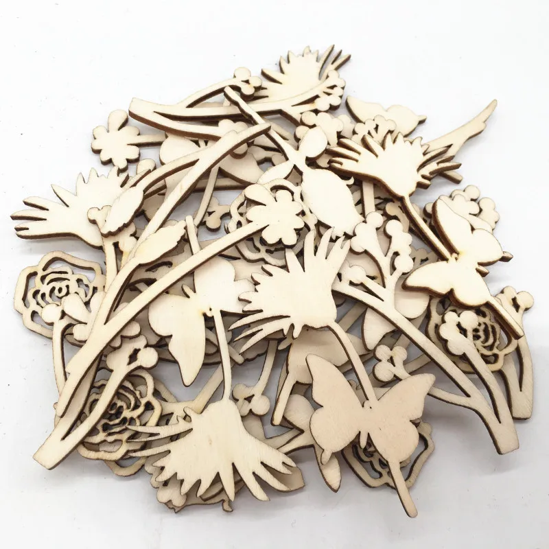 Natural Wooden Leaf Shape Embellishment Craft for Wedding Decoration DIY 30x