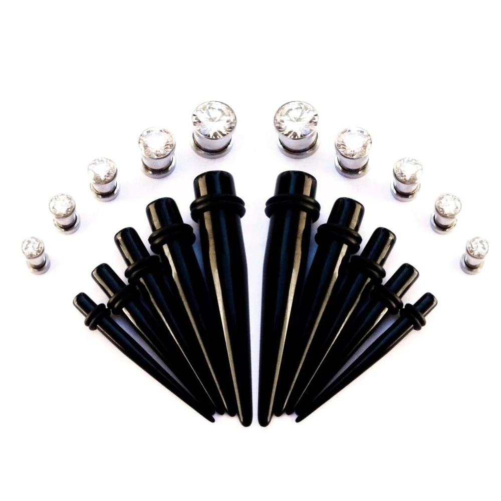 20pieces BLING Intermediate Ear Stretching kit. UV Acrylic Plug Tapers
