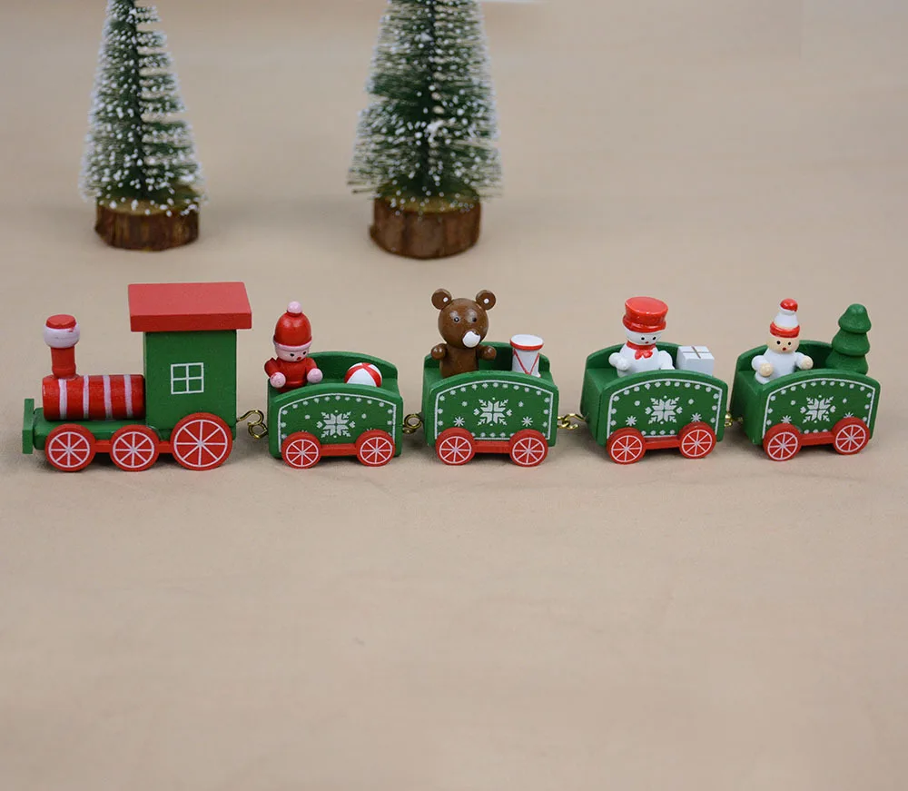 Красный, белый, зеленый деревянный Рождественский поезд, украшения, праздничные вечерние украшения, Рождественский стол, украшение стола, детский подарок, DEC437 - Цвет: jingdian5