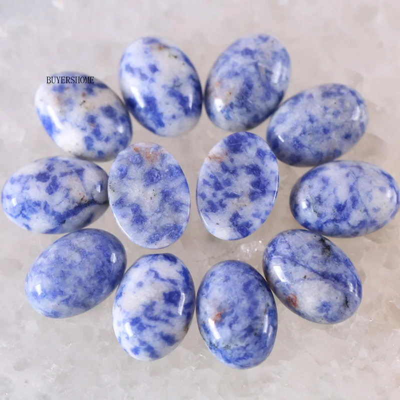 10 шт. овал 13x18 мм Кабина Кабошон натуральные камни, бусы Lapis сердолика говлита Кристалл Опал для изготовления ювелирных изделий браслет серьги - Цвет: Blue Sodalite