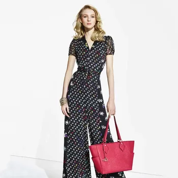 

Runway Jumpsuit 2020 New Spring Summer Vintage Floral Print Fashion High Quality Designers Elegant Black Ladies Rompers Overalls